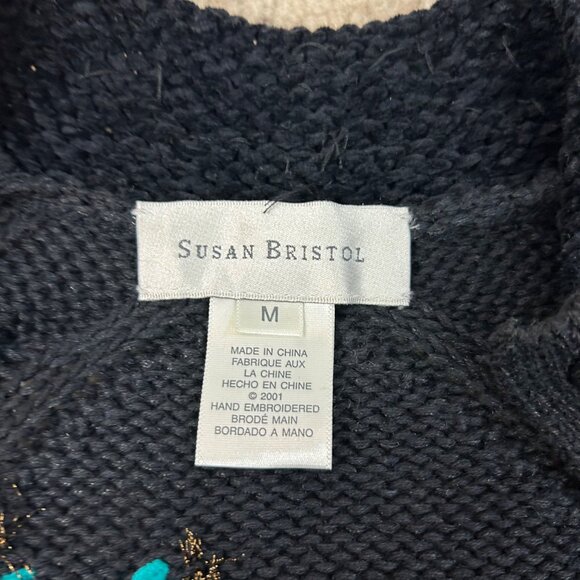 Vintage Susan Bristol Holiday Cardigan Sweater Winter Snowflake Size Medium Wome - Picture 4 of 4